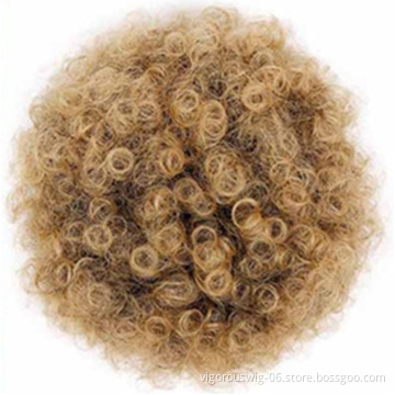 Cheap Price Short Afro Kinky Curly Puff Bun Drawstring With Clips In Fluffy Bun Synthetic Hair Chignon Extension For Black Women